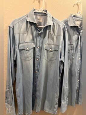 Brunello Cucinelli  Lightweight Denim Easy Fit Western Shirt Sz XL $1,350 MSRP